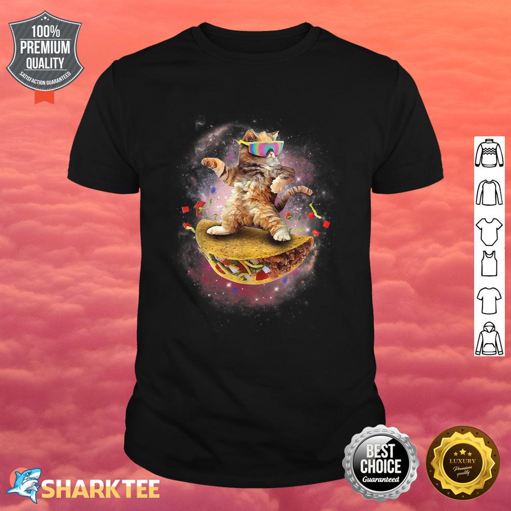 Taco Cats in Space Cat in Galaxy Cat Sunglasses Colorful Shirt