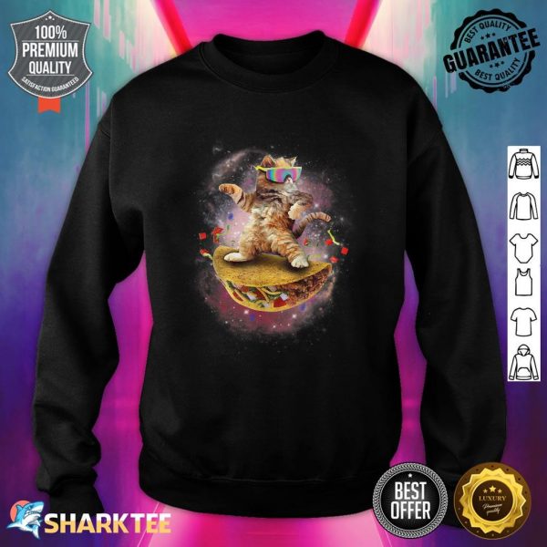 Taco Cats in Space Cat in Galaxy Cat Sunglasses Colorful Sweatshirt