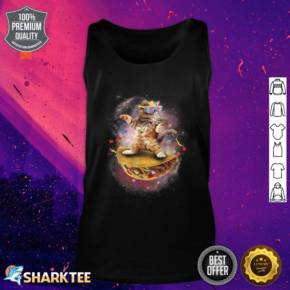 Taco Cats in Space Cat in Galaxy Cat Sunglasses Colorful Tank top