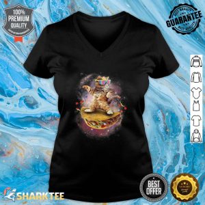 Taco Cats in Space Cat in Galaxy Cat Sunglasses Colorful V-neck