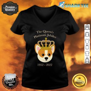 The Queen Platinum Jubilee Corgi with Crown Dog Lover Pet Premium V-neck