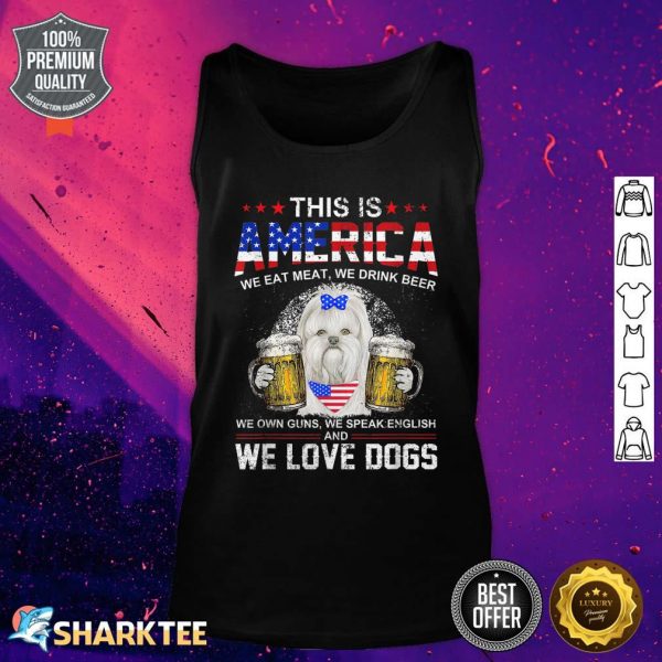 This Is America We Love Dogs Malta Dog America Flag Tank Top