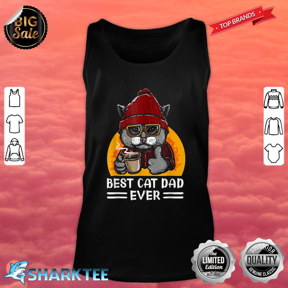 Vintage Best Funny Cat Father Dad Ever Cat Daddy Father Day Tank Top
