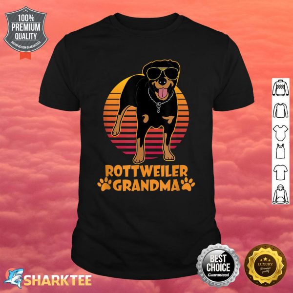 Vintage Rottweiler Grandma Wear Sunglasses Dog Lover Shirt
