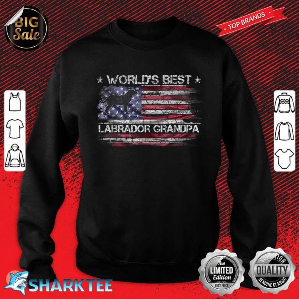 Vintage USA Flag Worlds Best Labrador Retriever Lab Grandpa Sweatshirt