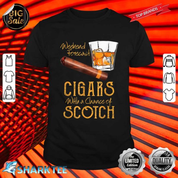 Weekend Forecast Cigars Chance of Bourbon Fathers Day Shirt