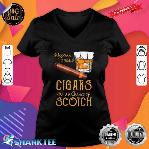 Weekend Forecast Cigars Chance of Bourbon Fathers Day V-neck