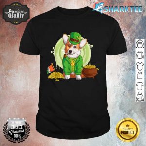 Welsh Corgi Dog Leprechaun Hat Irish Flag St Patricks Day Shirt