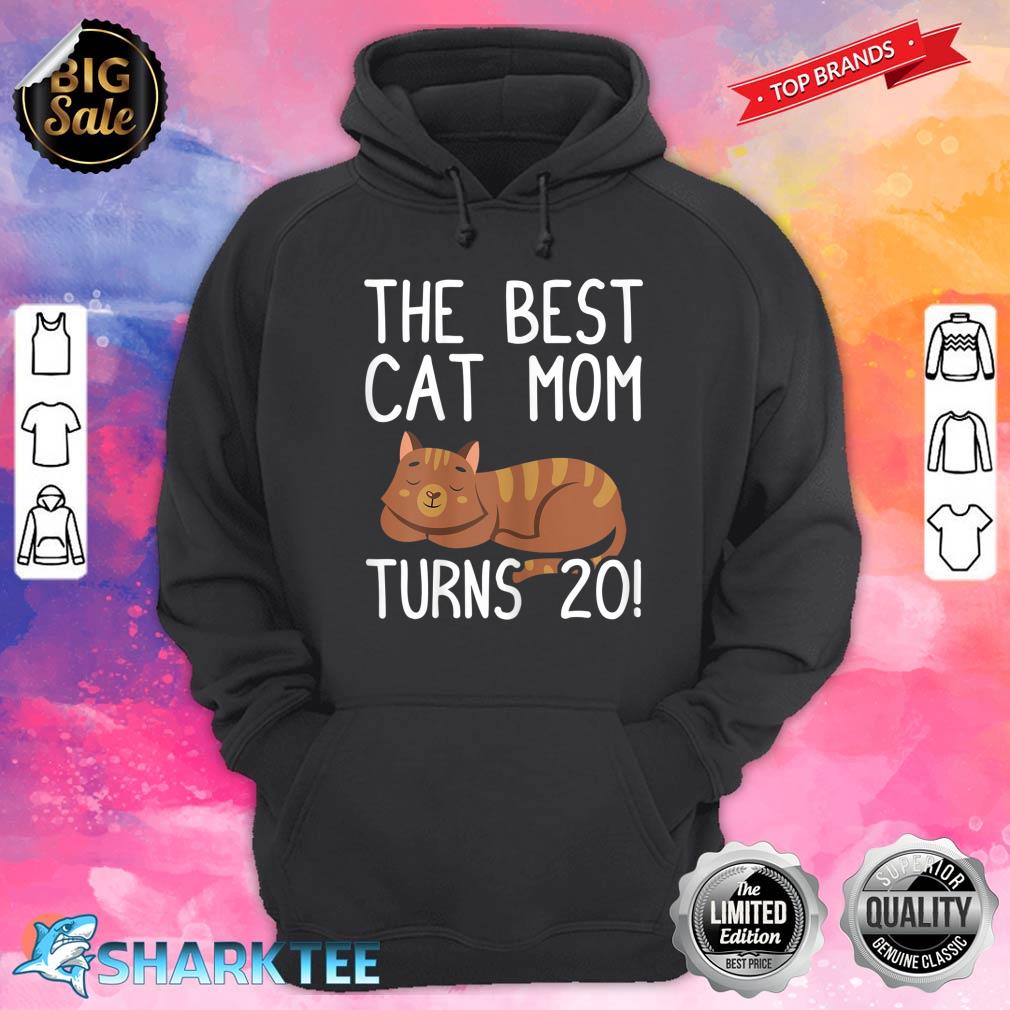 Womens Best Cat Mom Turns 20th Birthday Twentieth Birthday Cat Hoodie