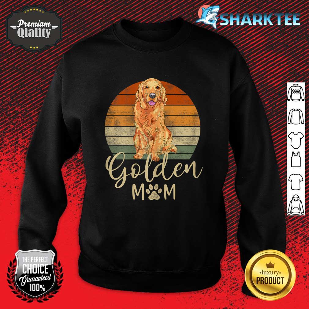 Womens Golden Mom Retro Sunset Golden Retriever Lover Gift Dog Mama Sweatshirt