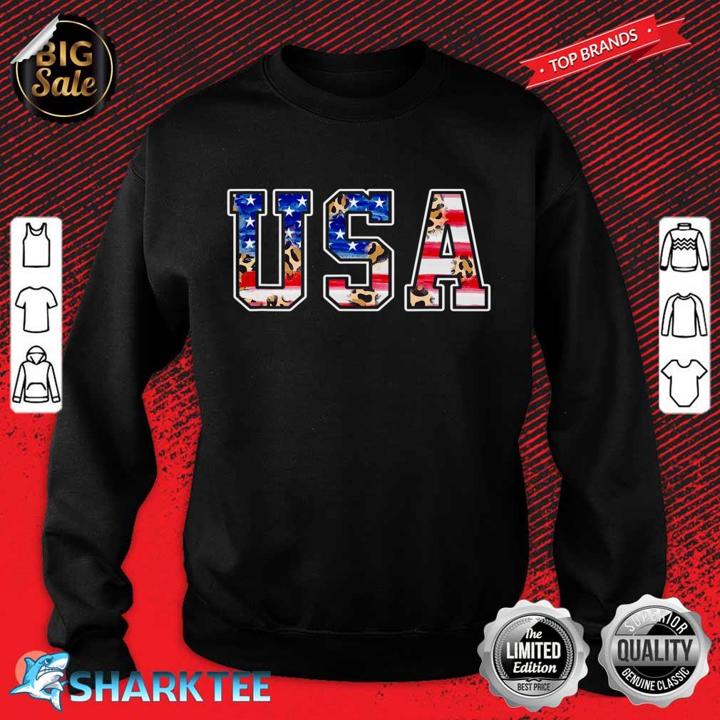 4th Of July USA Leopard America Independence Day Patriotic Sweatshirt