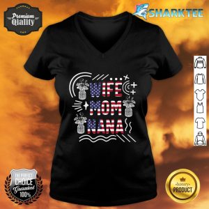 4th Of July Wife Mom Nana USA Flag American Independence Day V-neck