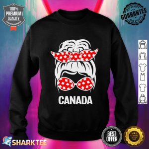 Womens Messy Bun Hair Canadian Flag Canada Day Sunglasses Funny Premium Sweatshirt