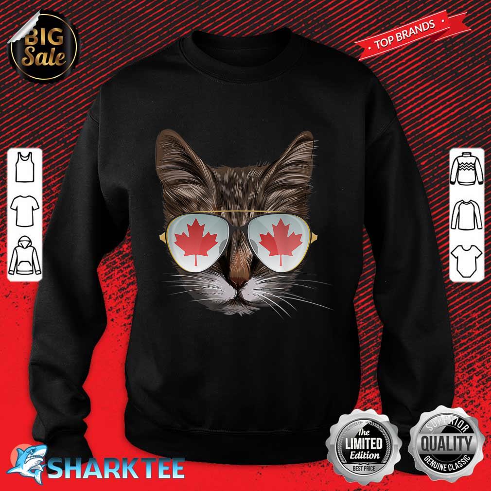 Canada Flag Canadian Cat Sunglasses Funny Sweatshirt