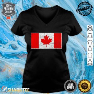 Canada Flag With Vintage Canadian Maple Leaf National Colors V-neck