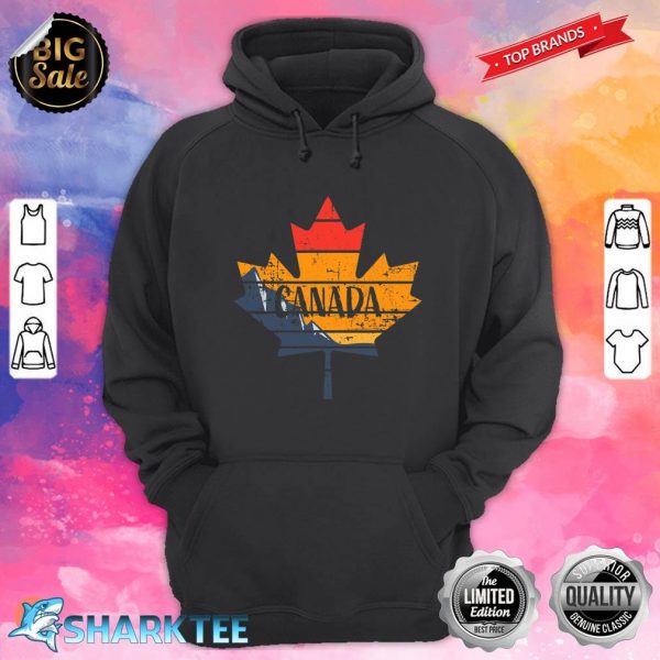 Canada Retro Distressed Maple Leaf with Mountains Design Hoodie