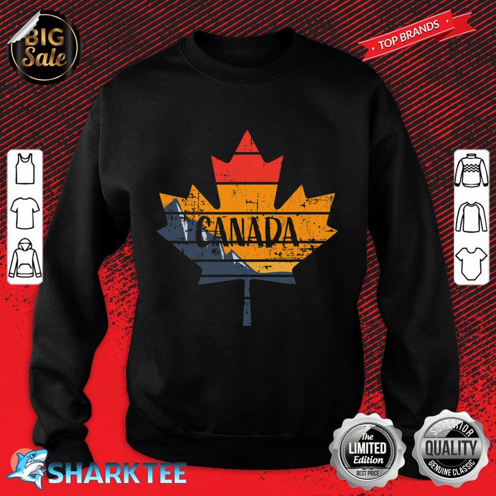 Canada Retro Distressed Maple Leaf with Mountains Design Sweatshirt