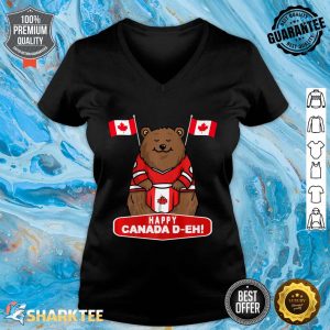 Canadian Maple Leaf Flag Funny Happy Canada Day D-EH Premium V-neck
