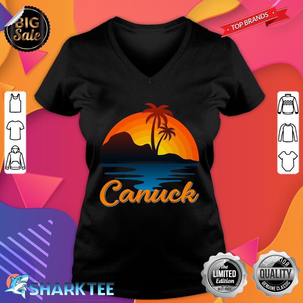 Canuck Vancouver Palm Tree Island Sunset Canada V-neck 