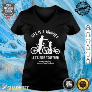 Cycling Dad and Son Shirt Bicycle Riding Father and Boy Gift V-neck