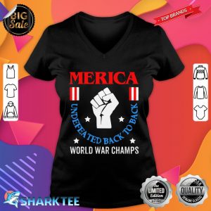 Funny America Undefeated Independence USA 4th July V-neck