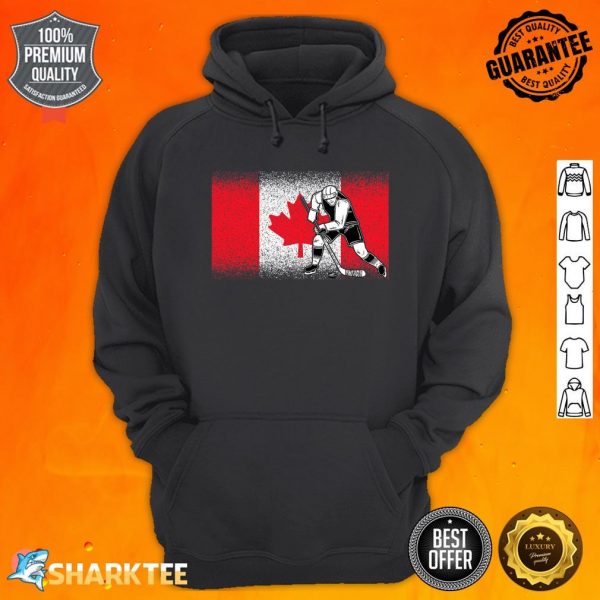 Funny Ice Hockey Player Maple Leaf Canadian Flag Canada Day Hoodie