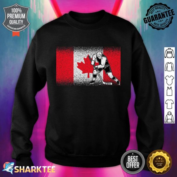 Funny Ice Hockey Player Maple Leaf Canadian Flag Canada Day Sweatshirt