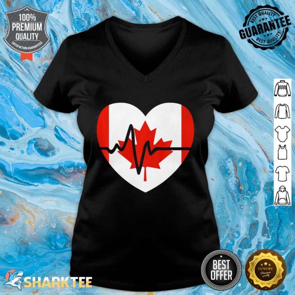 Happy Canada Day Funny Canadian Heart Beat Rate Nurse V-neck