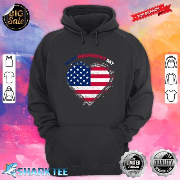 Happy Independence Day Flag Heart Hoodie