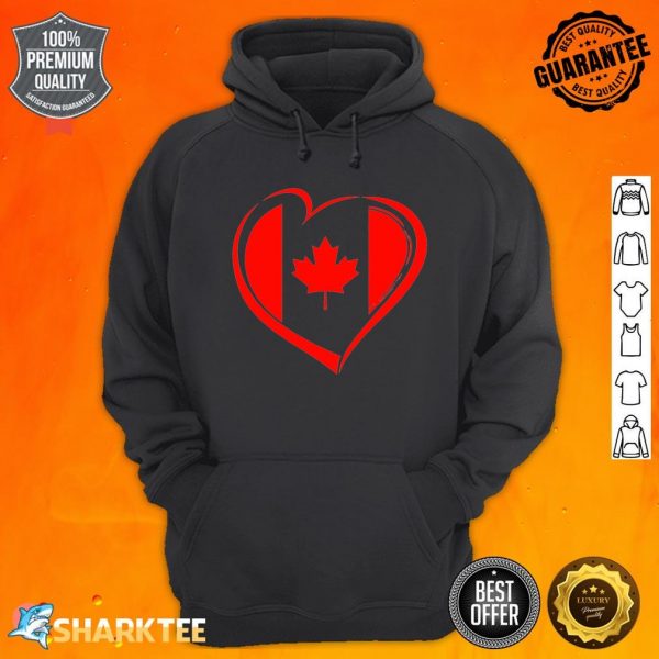 Heart Canada Day Funny Maple Leaf Heart Canadian Flag Hoodie