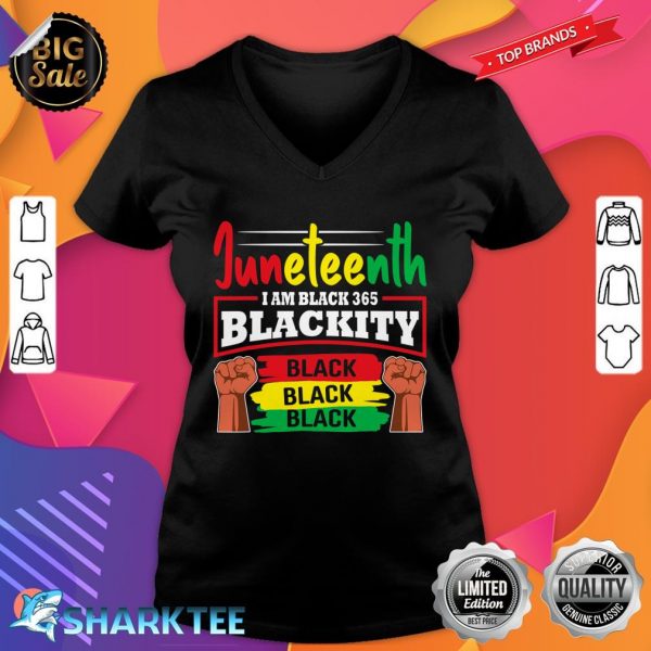 I'm Black 365 Blackity Black Afro American Pride Juneteenth V-neck