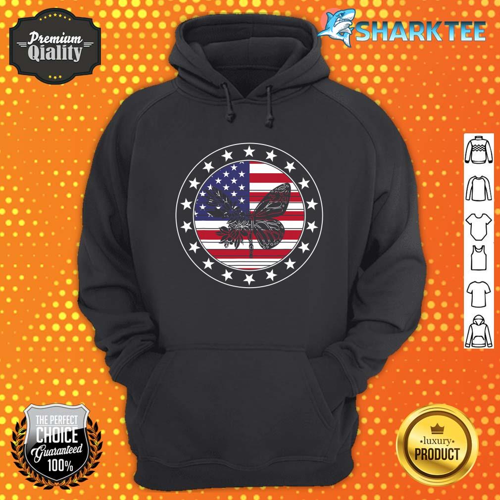 Independence Day Freedom America Flag Butterfly Veteran USA Hoodie