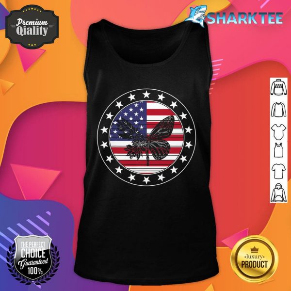Independence Day Freedom America Flag Butterfly Veteran USA Tank top
