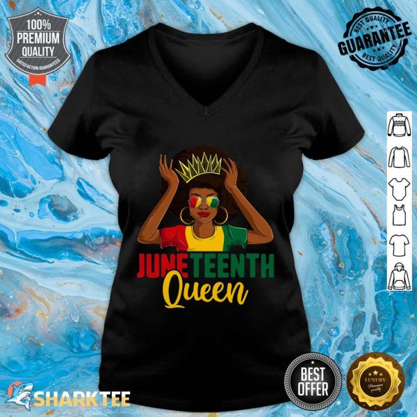 Juneteenth Women Afro Girl Juneteenth Black Queen V-neck