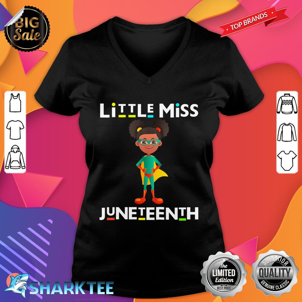 Kids Little Miss Juneteenth Black Girl Melanin Cute Toddler Girls V-neck 