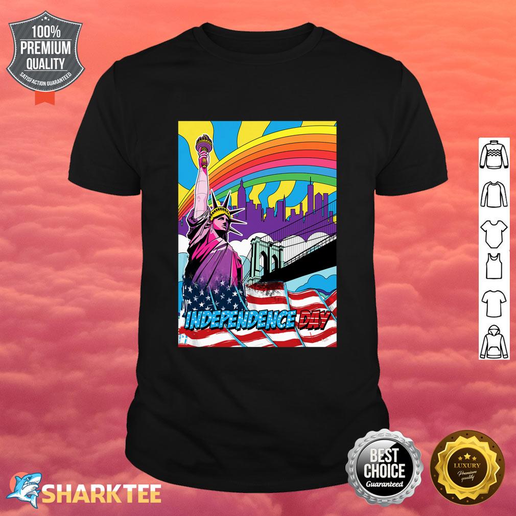 Statue of Liberty 4th of July Pop Art Retro Independence Day Shirt