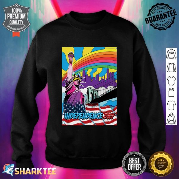 Statue of Liberty 4th of July Pop Art Retro Independence Day Sweatshirt
