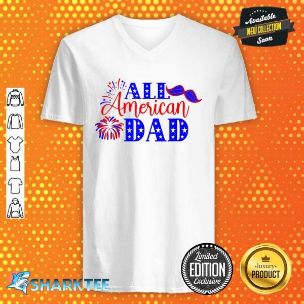 Mens All AMerican Dad 4th Of July Sunglasses Father Day V-neck