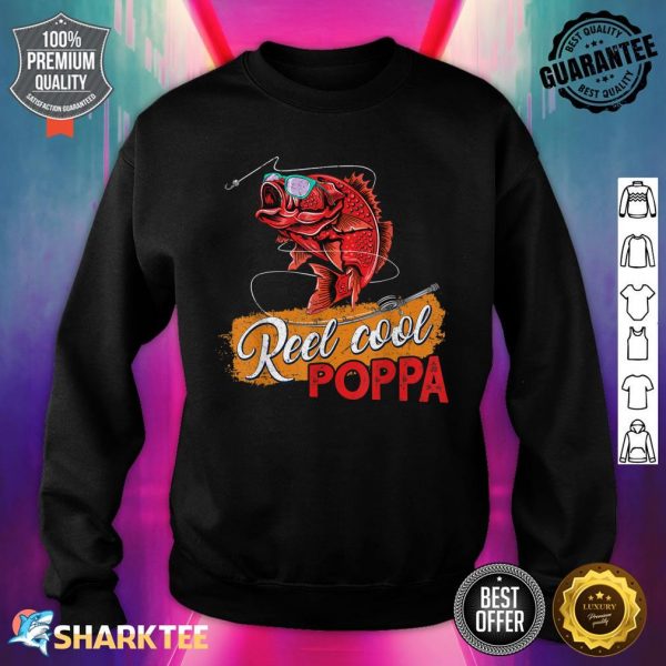 Mens Reel Cool Poppa Fishing Shirts Fun Fathers Day Fishermen Sweatshirt
