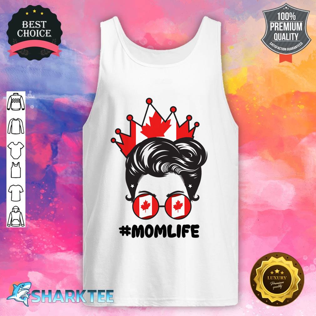 Mom Canada Flag Crown Messy Bun Mothers Day Tank Top