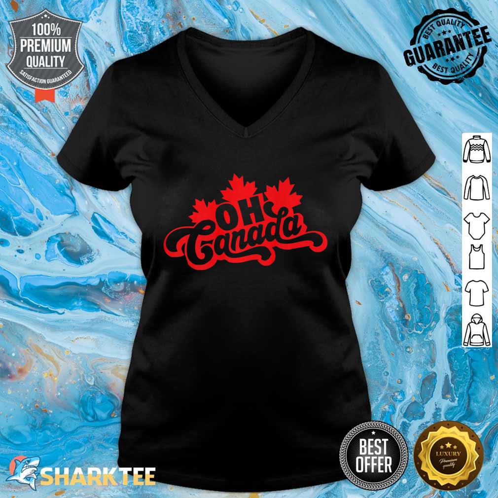 OH Canada Day Funny Maple Leaf Oh Canadian Flag color Premium V-neck