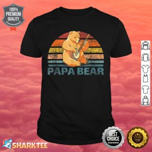 Papabear Father's Day Best Dad Plays Banjo Papa Bear Shirt