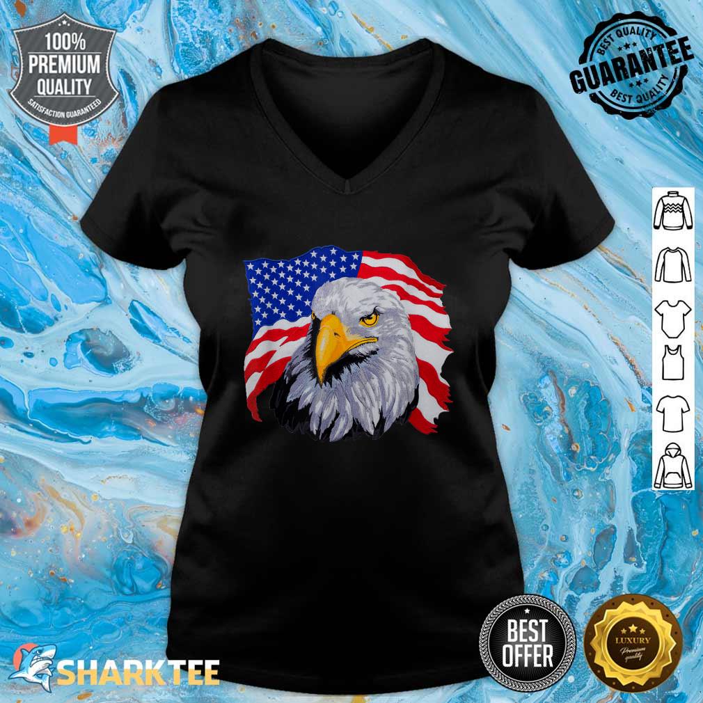 Patriotic Eagle Shirt 4th Of July USA American Flag V-neck