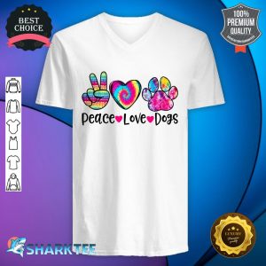 Peace Love Dogs Tie Dye Dog Paw Dog Mom Mothers Day V-neck