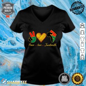 Peace Love Juneteenth Pride Black Girl Black Queen And King V-neck