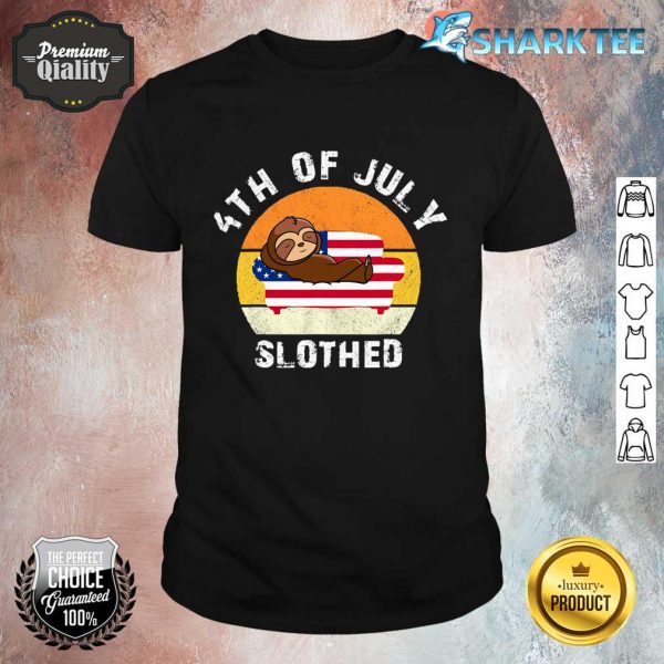 Retro 4th Of July Sloth Lover Happy Independence Day USA Shirt