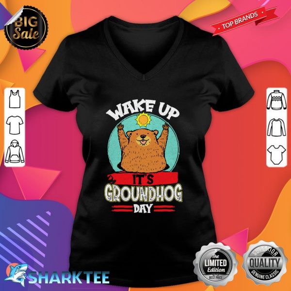 Wake Up Its Groundhog Day Funny Happy Groundhog Pajama V-neck
