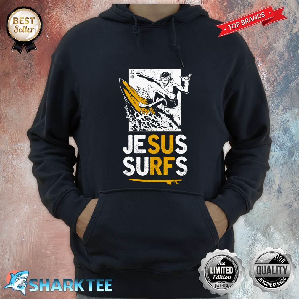 JESUS SURFS Funny Surfing Hoodie