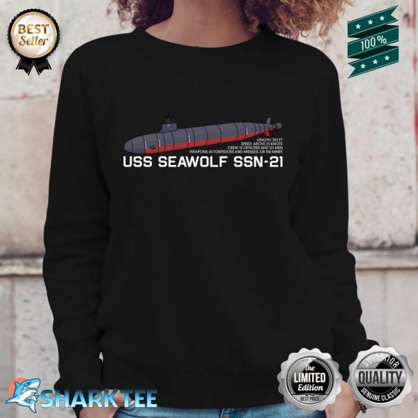 USS Seawolf SSN-21 Submarine Infographic Sweatshirt