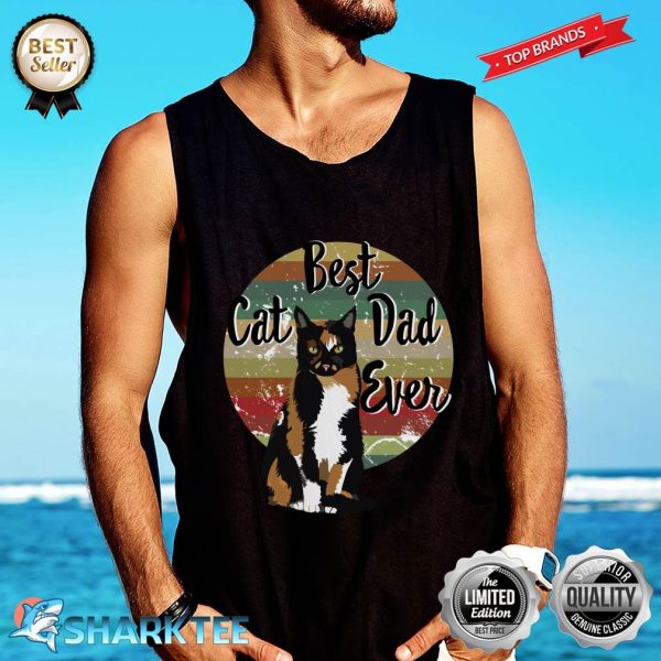Best Cat Dad Ever Calico Fathers Day Gift Funny Retro Tank-top